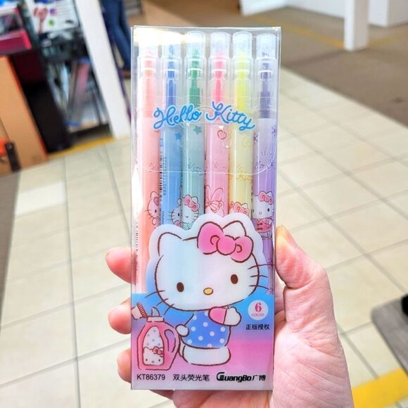 Brand New Sanrio Hello Kitty 6 Packs Highlighters Set - Picture 1 of 5